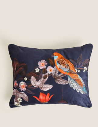 An Image of M&S Bird Embroidered Bolster Cushion