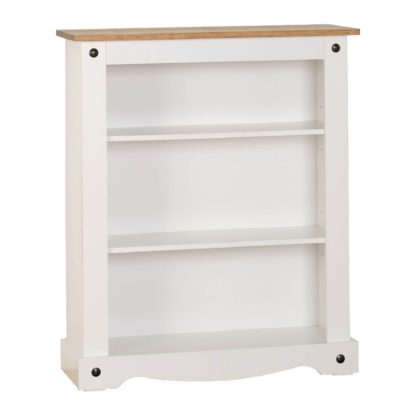 An Image of Corona Pine White Low Bookcase White and Brown