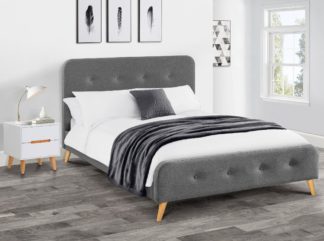 An Image of Astrid Grey Fabric Bed Frame - 4ft6 Double