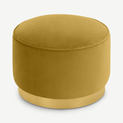 An Image of Hetherington Large Brass Base Pouffe, Antique Velvet