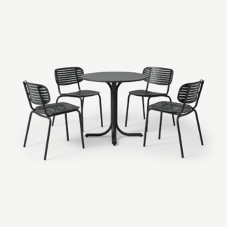 An Image of Emu 4 Seat Garden Dining Set, Dark Grey Powder-Coated Steel