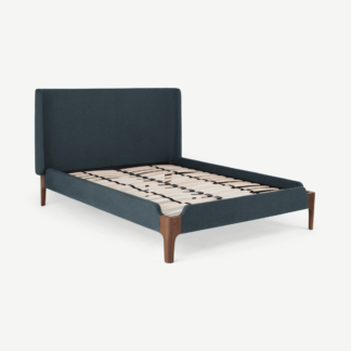 An Image of Roscoe King Size Bed, Aegean Blue & Dark Stain Oak Legs