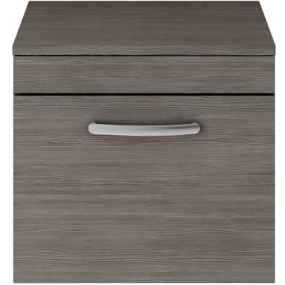 An Image of Balterley Rio 500mm Wall Hung Single Drawer Vanity With Worktop - Brown Grey Avola