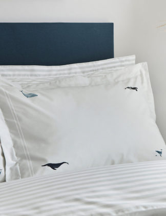 An Image of M&S Sophie Allport 2 Pack Pure Cotton Whale Oxford Pillowcases