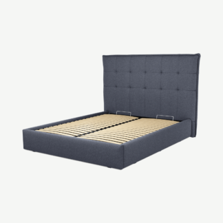 An Image of Lamas King Size Ottoman Storage Bed, Navy Wool