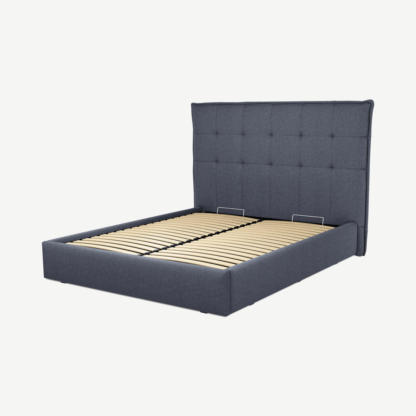 An Image of Lamas King Size Ottoman Storage Bed, Navy Wool