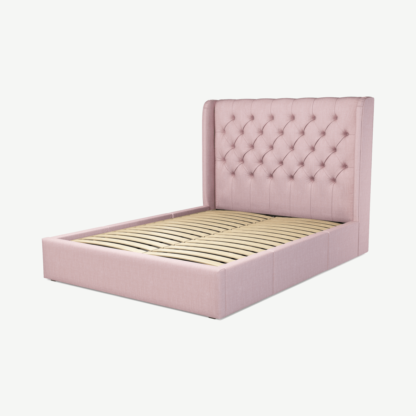 An Image of Romare King Size Bed with Storage Drawers, Tea Rose Pink Cotton