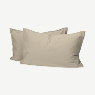 An Image of Alexia Stonewashed Cotton Pair of Pillowcases, Stone