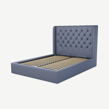 An Image of Romare King Size Ottoman Storage Bed, Denim Cotton