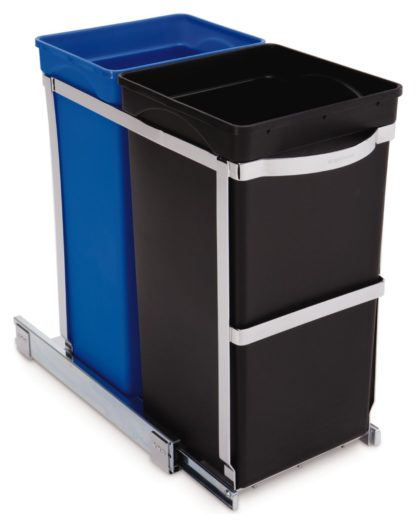 An Image of Simplehuman 35 Litre Recycle Bin in Cabinet - Multicoloured