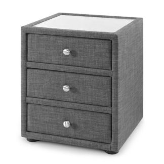 An Image of Sorrento Grey Fabric 3 Drawer Bedside Table