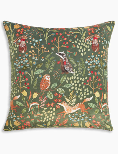 An Image of M&S Woodland Print Embroidered Cushion