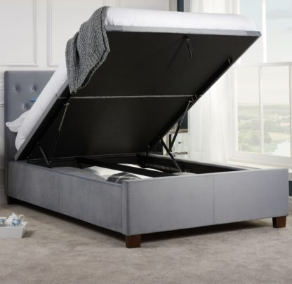 An Image of Cologne Grey Fabric Ottoman Storage Bed - 5ft King Size