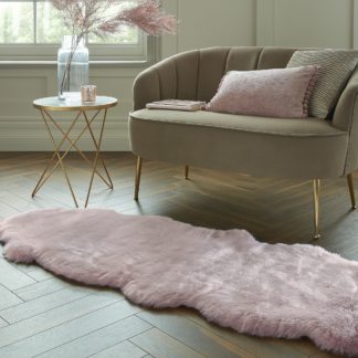 An Image of Copenhagen Double Pelt Faux Fur Rug Copenhagen Blush Pink