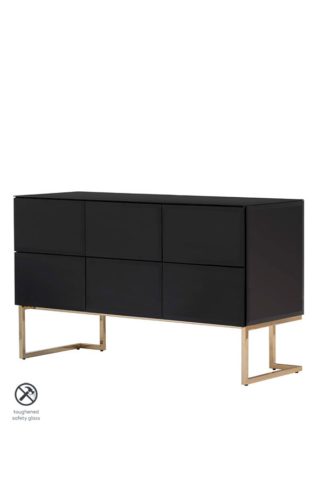 An Image of Lorenzo Toughened Black Chest of Drawers