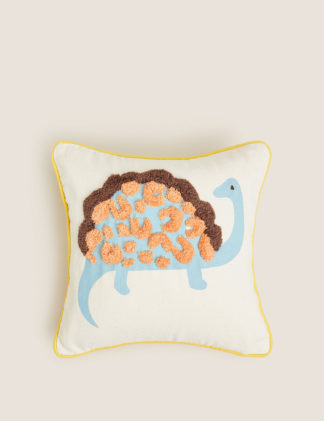 An Image of M&S Pure Cotton Kids Dinosaur Tufted Cushion