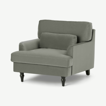 An Image of Tamyra Loveseat, Sage Green Velvet with Black Legs