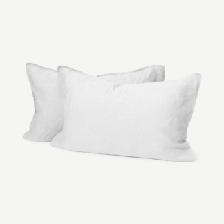 An Image of Brisa 100% Linen Pair of Pillowcases, White