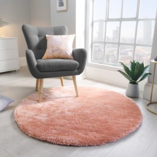 An Image of Indulgence Circle Shaggy Rug Pink