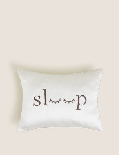 An Image of M&S Embroidered Silk Bolster Cushion