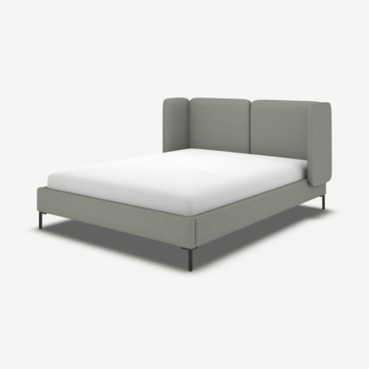 An Image of Ricola Double Bed, Wolf Grey Wool with Black Legs