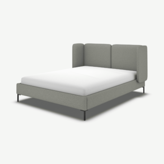 An Image of Ricola King Size Bed, Wolf Grey Wool with Black Legs