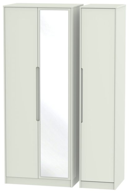 An Image of Toulouse 3 Door Mirror Wardrobe - White & Oak Effect