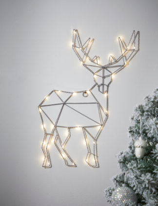 An Image of M&S Silver Wire Light Up Stag Room Decoration, Silver