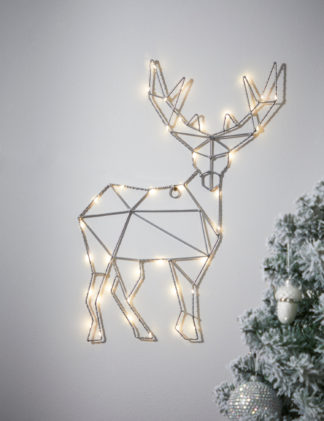 An Image of M&S Silver Wire Light Up Stag Room Decoration, Silver