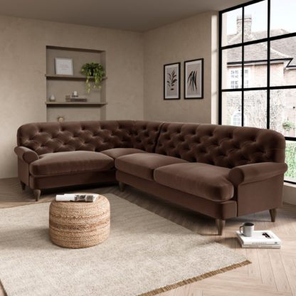 An Image of Canterbury Luxury Velvet Left Hand Corner Sofa Black