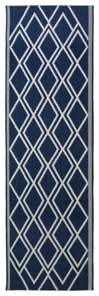 An Image of Homemaker Indoor Outdoor Diamond Runner - 200x67cm - Navy