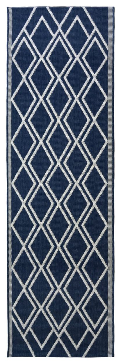 An Image of Homemaker Indoor Outdoor Diamond Runner - 200x67cm - Navy