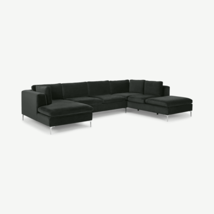 An Image of Monterosso Right Hand Facing Corner Sofa, Dark Anthracite Velvet