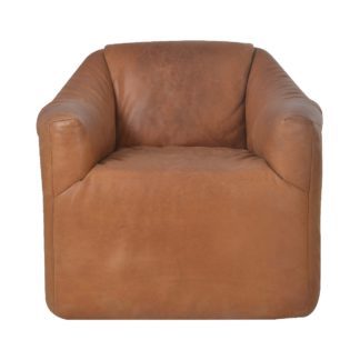 An Image of Timothy Oulton Rumple Chair, Buff Burnished Nutmeg