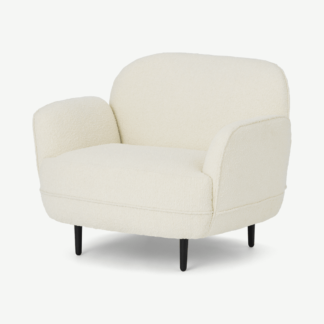 An Image of Cameo Accent Armchair, Whitewash Boucle
