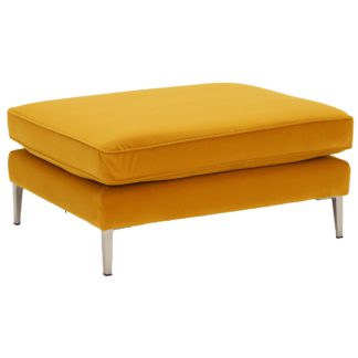 An Image of Conza Velvet Footstool, Turmeric