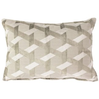An Image of Jacquard Geometric Velvet Cushion - 30x50cm - Latte