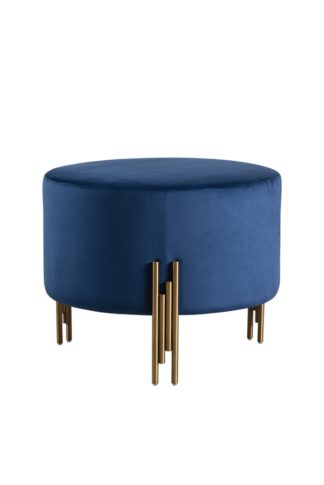 An Image of Rubell Large Stool Navy Brass base