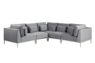 An Image of Cassie Large Corner Sofa – Dove Grey – Stainless Steel Base