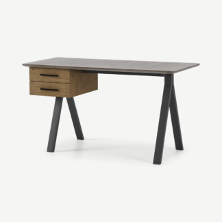 An Image of Sora Storage Desk, Smoaked Oak & Concrete