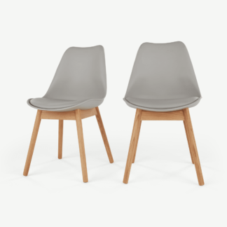 An Image of Set of 2 Thelma Dining Chairs, Oak and Grey