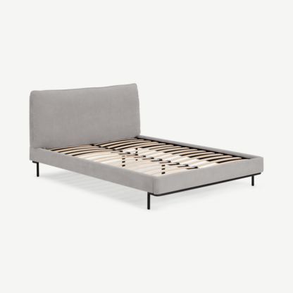 An Image of Harlow Super King Size Bed, Soft Pebble Grey