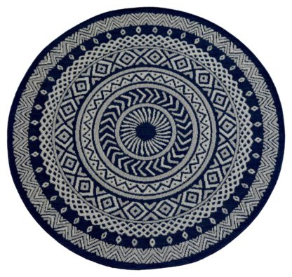 An Image of Homemaker Indoor Outdoor Circle Rug - 133x133cm - Navy