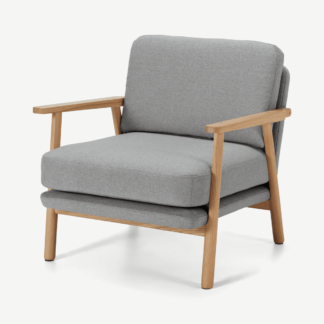 An Image of Lars Accent Armchair, Mountain Grey and Oak Frame