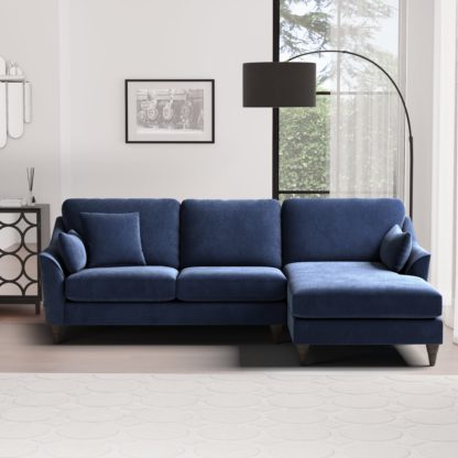 An Image of Sophia Plush Chenille Corner Sofa Navy