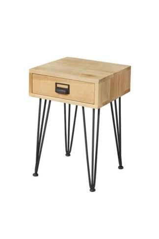 An Image of Felix Industrial Side Table - Solid oak and steel