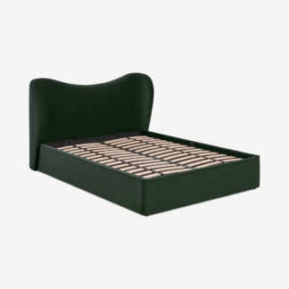 An Image of Kooper Double Ottoman Storage Bed, Laurel Green velvet