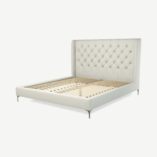 An Image of Romare Super King Size Bed, Putty Cotton with Nickel Legs
