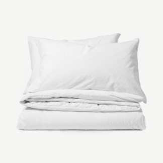 An Image of Veli 100% Cotton Plumetis Weave Duvet Cover + 2 Pillowcases, Double, White