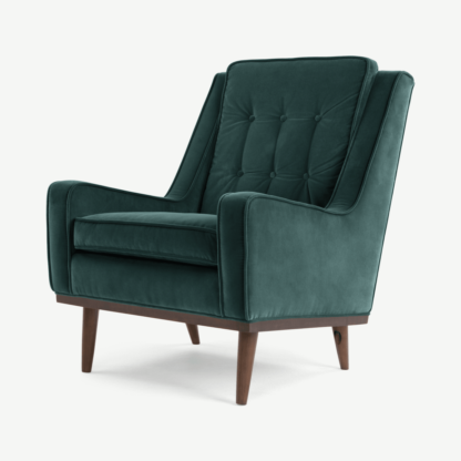 An Image of Scott Armchair, Petrol Cotton Velvet